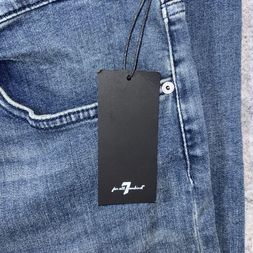7 For All Mankind Jeans Mens 36x32 Blue The Straight Breckenridge Denim Stretch - Picture 3 of 11